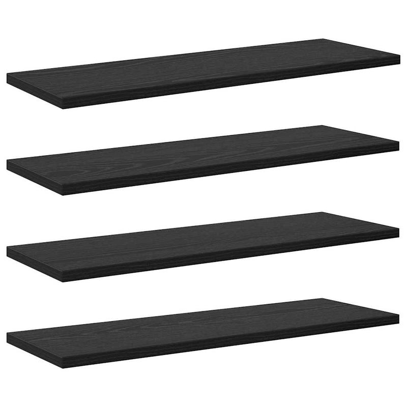 vidaXL Polcos könyvespolc 4 pcs Fekete 60 x 20 x 1,5 cm Faanyag