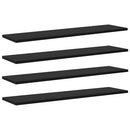 vidaXL Polcos könyvespolc 4 pcs Fekete 80 x 20 x 1,5 cm Faanyag