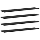 vidaXL Polcos könyvespolc 4 pcs Fekete 100 x 20 x 1,5 cm Faanyag