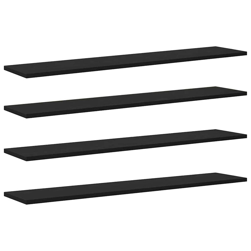 vidaXL Polcos könyvespolc 4 pcs Fekete 100 x 20 x 1,5 cm Faanyag