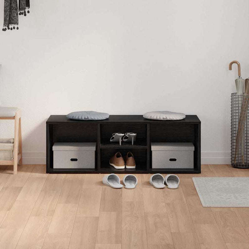 vidaXL Cipő tárolópad polcokkal Musta tammi 102 x 35 x 35 cm Faanyag