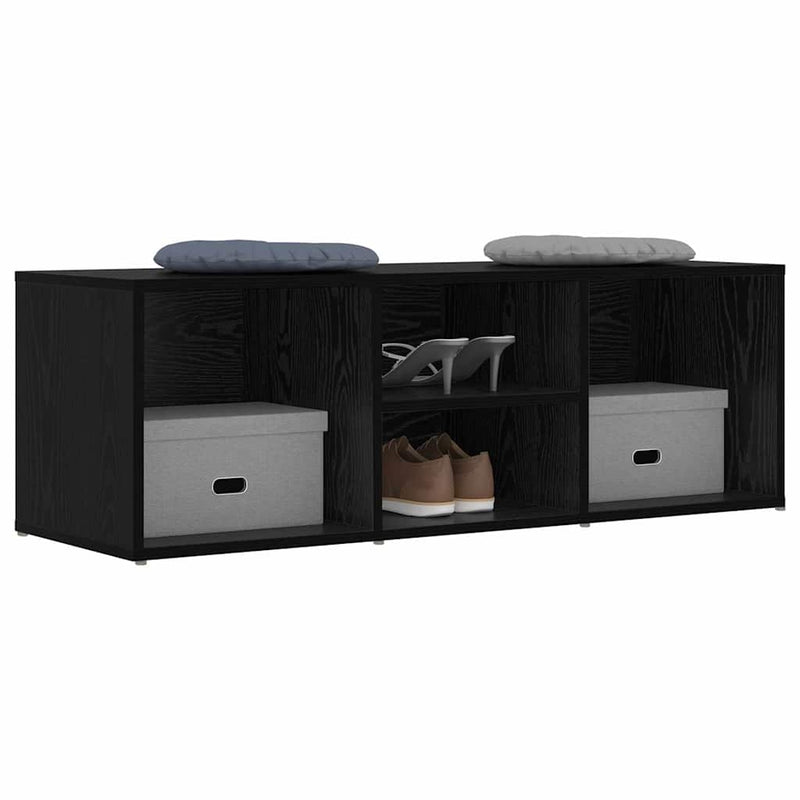 vidaXL Cipő tárolópad polcokkal Musta tammi 102 x 35 x 35 cm Faanyag