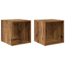 vidaXL Fali Szekrény polcokkal 2 pcs Öreg fa 37 x 37 x 37 cm Faanyag