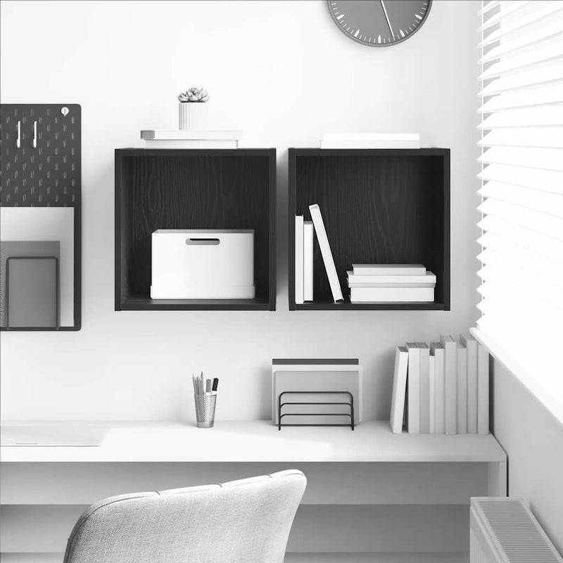 vidaXL Fali Szekrény 2 pcs Fekete tölgy 37 x 37 x 37 cm Faanyag