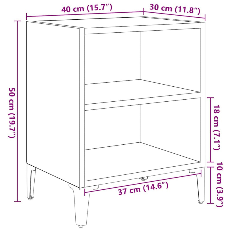 vidaXL Éjjeliszekrény 2 pcs Musta tammi 40 x 30 x 50 cm Faanyag
