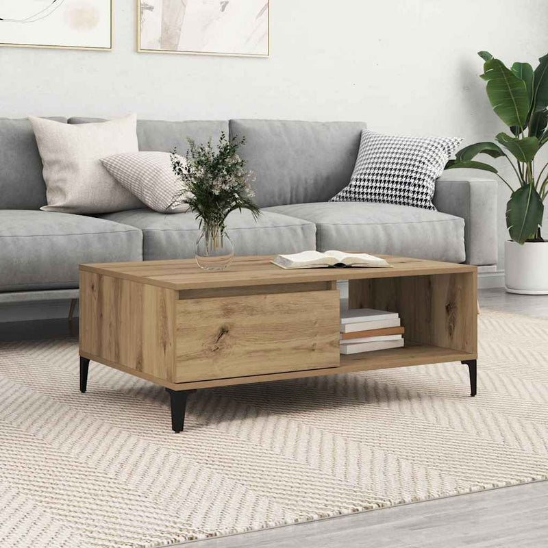 vidaXL Dohányzóasztal kézműves tölgy 90 x 60 x 35 cm Faanyag