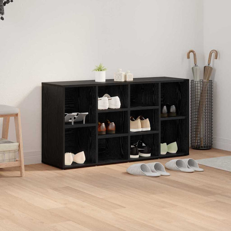 vidaXL Cipőpad polcokkal Egyéb Musta tammi 103 x 30 x 54.5 cm Faanyag