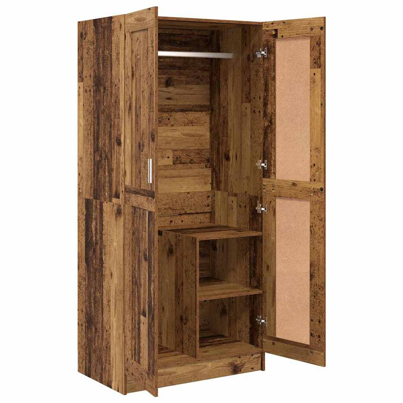 vidaXL Ruhásszekrény polcokkal Öreg fa 82.5 x 51.5 x 180 cm Faanyag