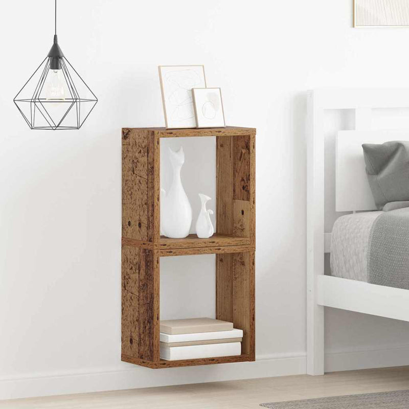 vidaXL Falpolcok polcokkal 2 pcs Öreg fa 26 x 15 x 26 cm Faanyag