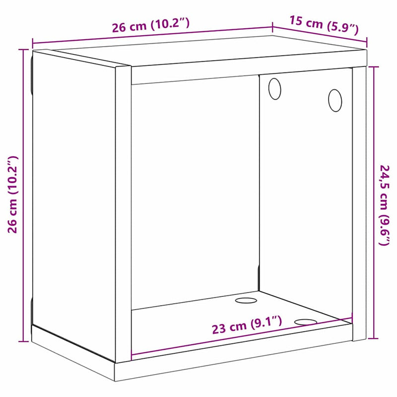 vidaXL Falpolcok polcokkal 4 pcs Fekete tölgy 26 x 15 x 26 cm Faanyag