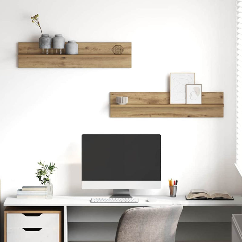 vidaXL Falpolc polcokkal 2 pcs Artisan tölgy 80 x 11,5 x 18 cm Faanyag