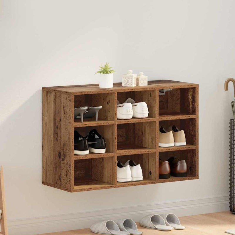 vidaXL Cipőszekrény polcokkal Régi fa 77.5 x 30 x 51 cm Faanyag
