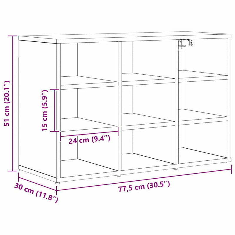 vidaXL Cipőszekrény polcokkal Régi fa 77.5 x 30 x 51 cm Faanyag