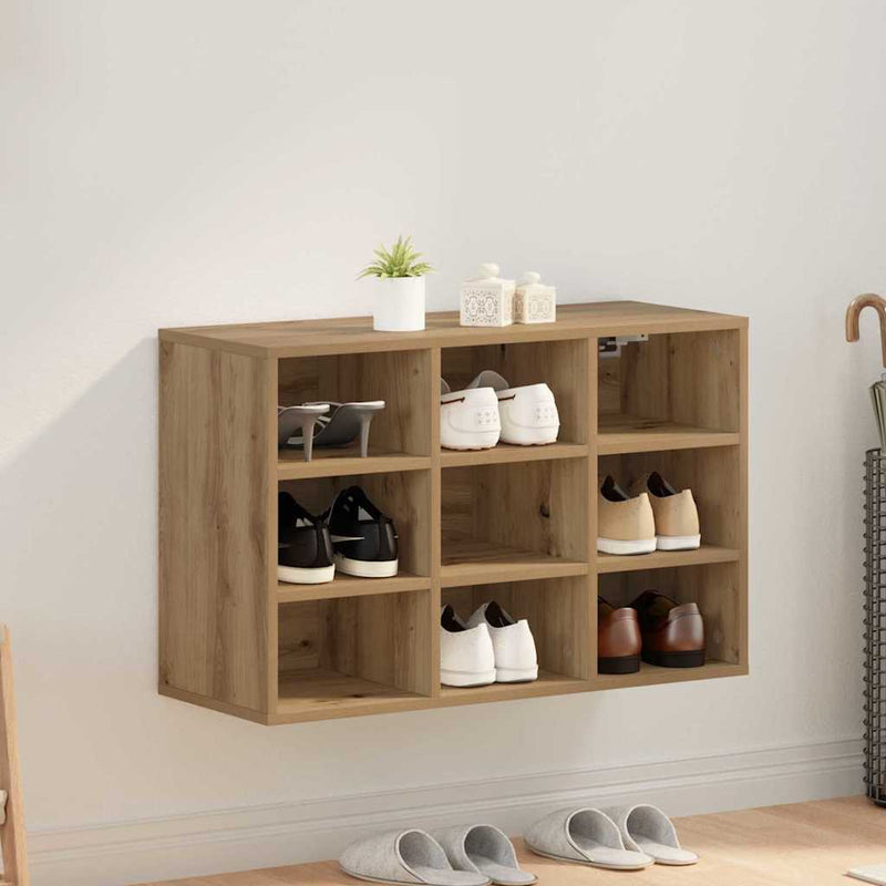vidaXL Cipőszekrény polcokkal kézműves tölgy 77.5 x 30 x 51 cm Faanyag