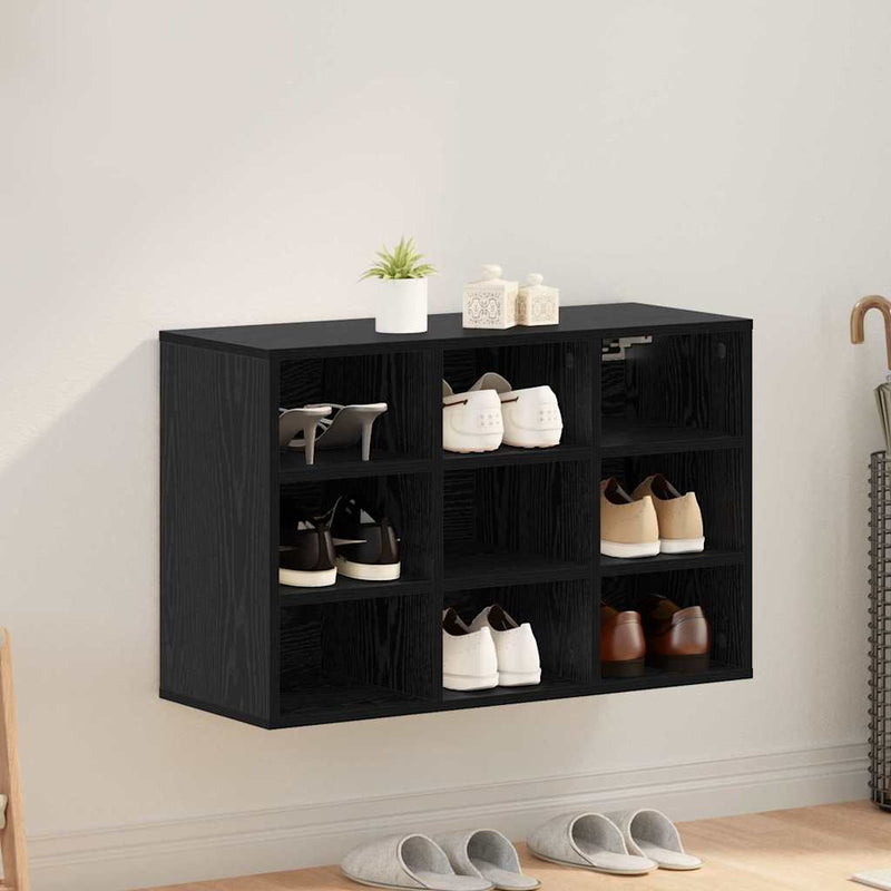 vidaXL Cipőszekrény polcokkal Musta tammi 77.5 x 30 x 51 cm Faanyag