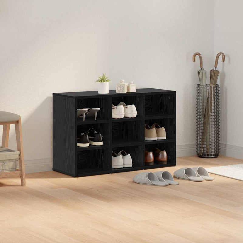vidaXL Cipőszekrény polcokkal Musta tammi 77.5 x 30 x 51 cm Faanyag