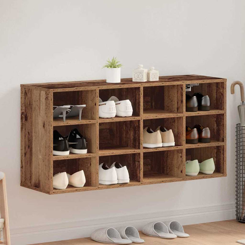 vidaXL Cipőszekrény polcokkal Régi fa 103 x 30 x 51 cm Faanyag