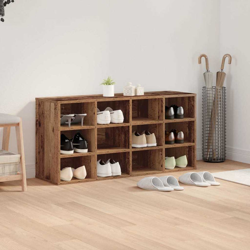 vidaXL Cipőszekrény polcokkal Régi fa 103 x 30 x 51 cm Faanyag