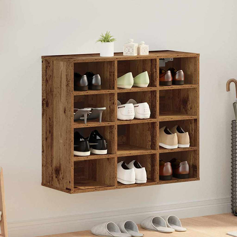 vidaXL Cipőszekrény polcokkal Régi fa 77.5 x 30 x 67 cm Faanyag