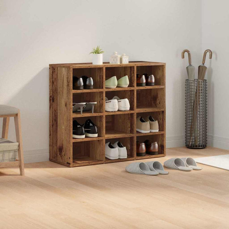 vidaXL Cipőszekrény polcokkal Régi fa 77.5 x 30 x 67 cm Faanyag