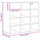 vidaXL Cipőszekrény polcokkal Öreg fa 77,5 x 30 x 67 cm Faanyag