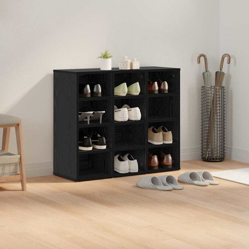 vidaXL Cipőszekrény polcokkal Musta tammi 77.5 x 30 x 67 cm Faanyag