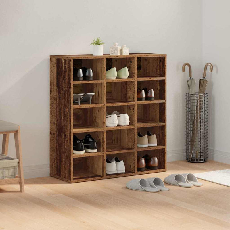 vidaXL Cipőszekrény polcokkal Régi fa 77.5 x 30 x 83.5 cm Faanyag