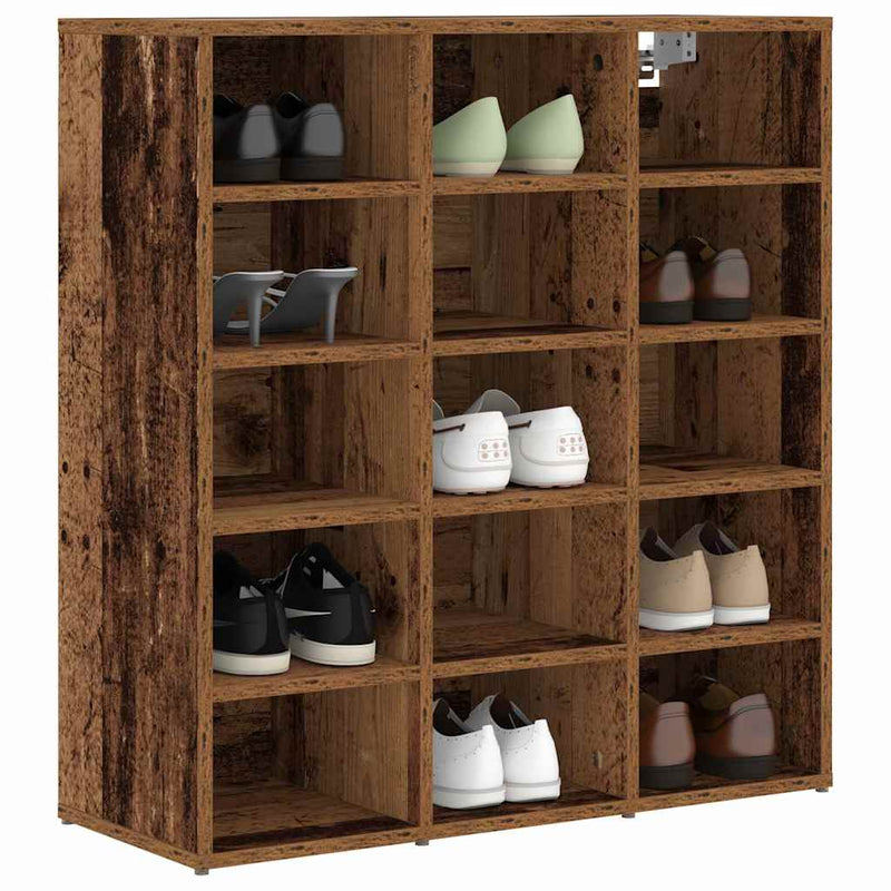 vidaXL Cipőszekrény polcokkal Régi fa 77.5 x 30 x 83.5 cm Faanyag