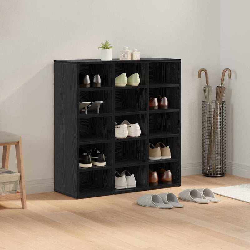 vidaXL Cipőszekrény polcokkal Musta tammi 77.5 x 30 x 83.5 cm Faanyag