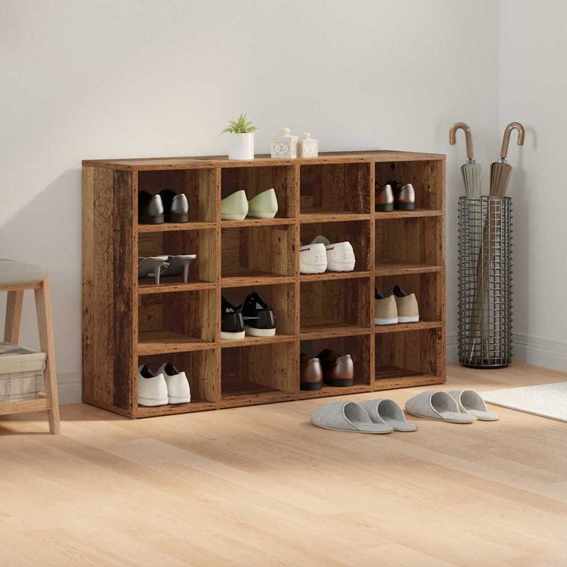 vidaXL Cipőszekrény polcokkal tárolóval Régi fa 103x30x51 cm Faanyag
