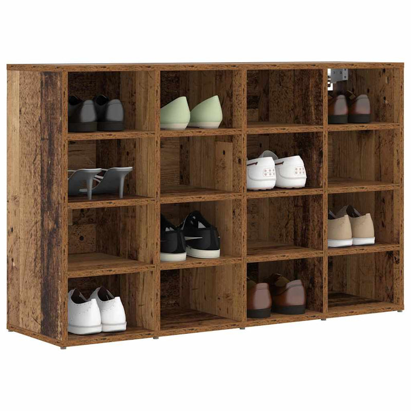 vidaXL Cipőszekrény polcokkal tárolóval Régi fa 103x30x51 cm Faanyag