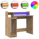 vidaXL Asztal LED -es lámpákkal Artisan tölgy 97 x 45 x 90 cm Faanyag