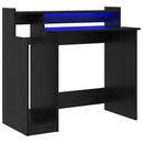 vidaXL Asztal LED -es lámpákkal Fekete tölgy 97 x 45 x 90 cm Faanyag