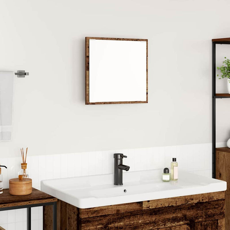 vidaXL LED Fürdőszoba Tükör tükörrel Régi fa 40 x 8,5 x 37 cm Faanyag