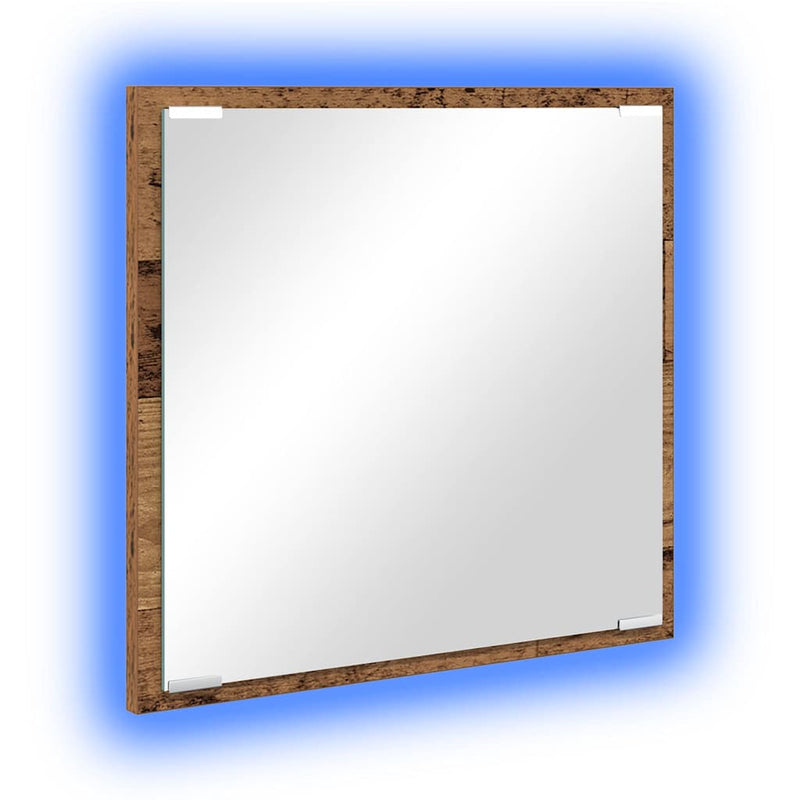 vidaXL LED Fürdőszoba Tükör tükörrel Régi fa 40 x 8,5 x 37 cm Faanyag