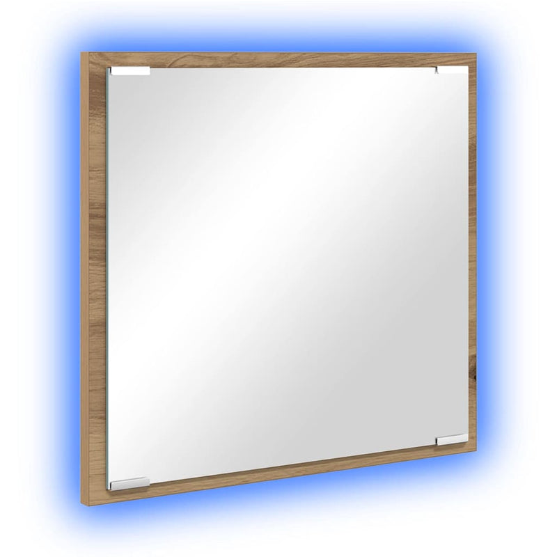 vidaXL LED Fürdőszoba Tükör kézműves tölgy 40 x 8,5 x 37 cm Faanyag