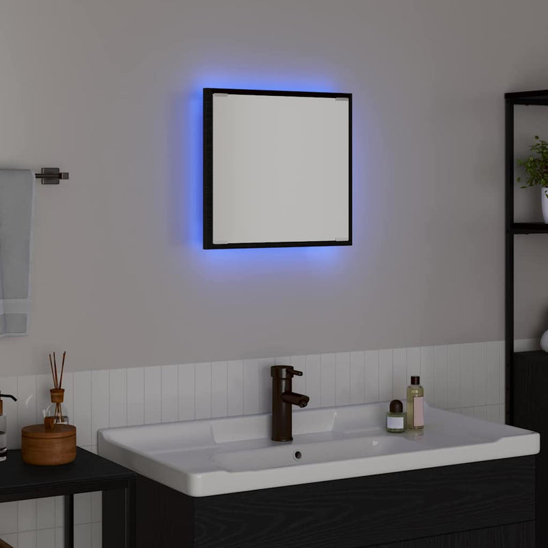 vidaXL LED Fürdőszoba Tükör Musta tammi 40 x 8,5 x 37 cm Faanyag