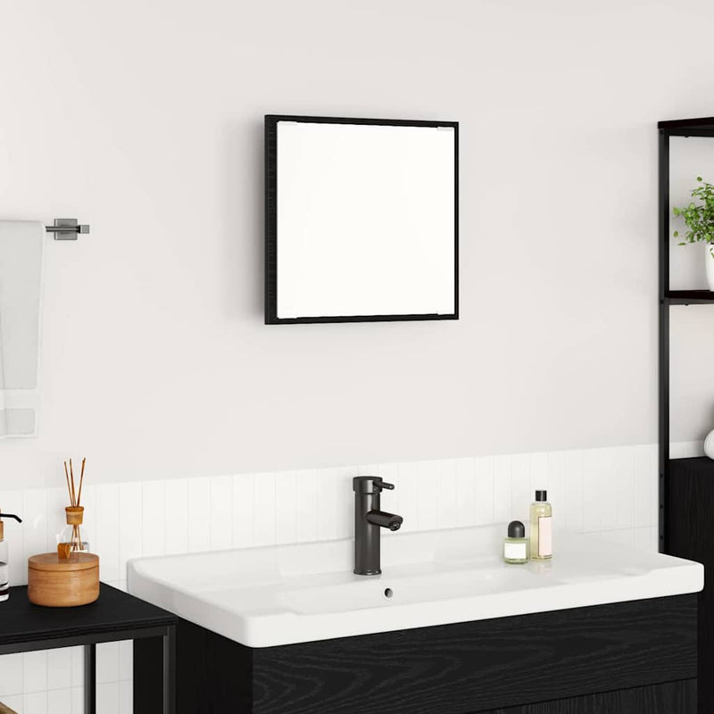 vidaXL LED Fürdőszoba Tükör Musta tammi 40 x 8,5 x 37 cm Faanyag