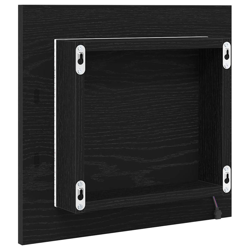 vidaXL LED Fürdőszoba Tükör Musta tammi 40 x 8,5 x 37 cm Faanyag