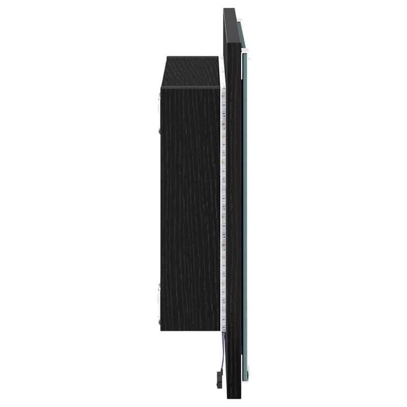 vidaXL LED Fürdőszoba Tükör Musta tammi 40 x 8,5 x 37 cm Faanyag