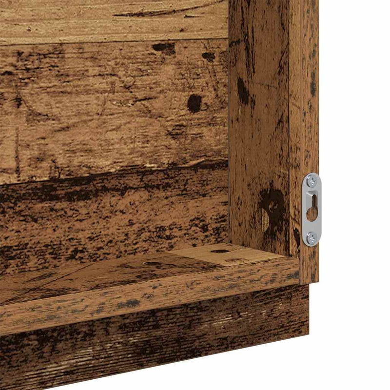 vidaXL Tükör tükör lámpákkal tükörrel Régi fa 90 x 8.5 x 37 cm Faanyag