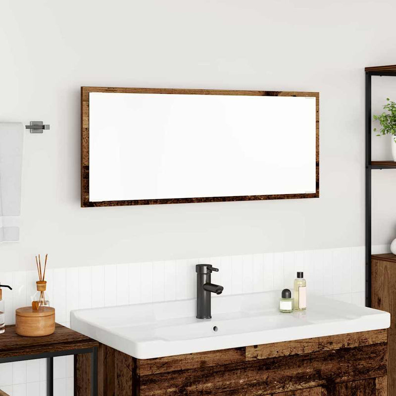 vidaXL Tükör tükör lámpákkal tükörrel Régi fa 90 x 8.5 x 37 cm Faanyag
