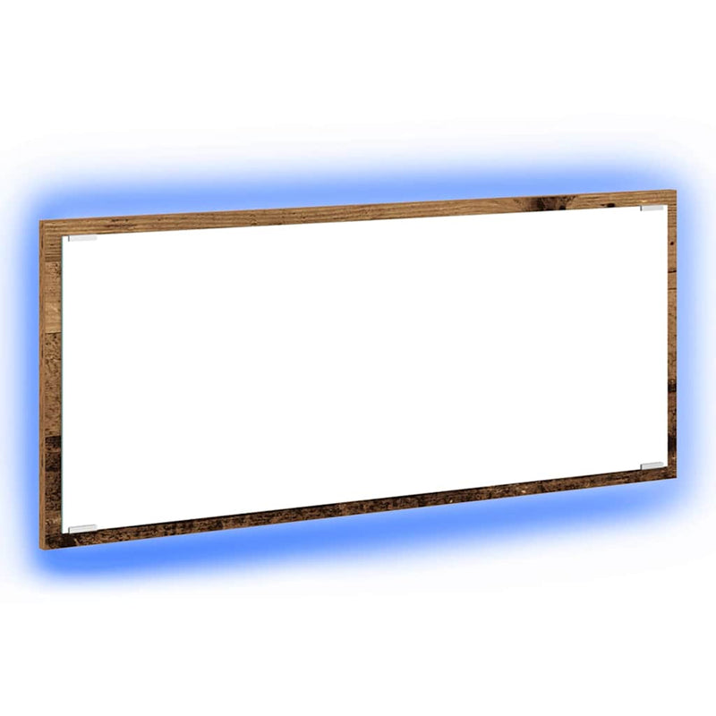 vidaXL Tükör tükör lámpákkal tükörrel Régi fa 90 x 8.5 x 37 cm Faanyag