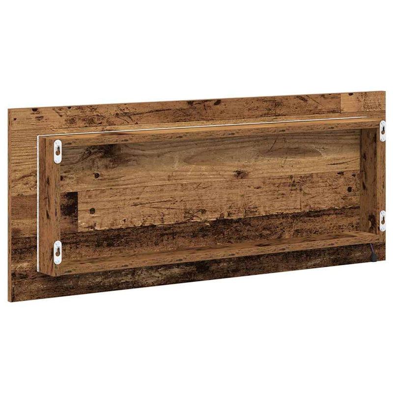 vidaXL Tükör tükör lámpákkal tükörrel Régi fa 90 x 8.5 x 37 cm Faanyag