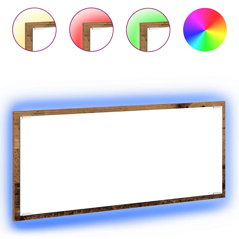 vidaXL Tükör tükör lámpákkal tükörrel Régi fa 90 x 8.5 x 37 cm Faanyag