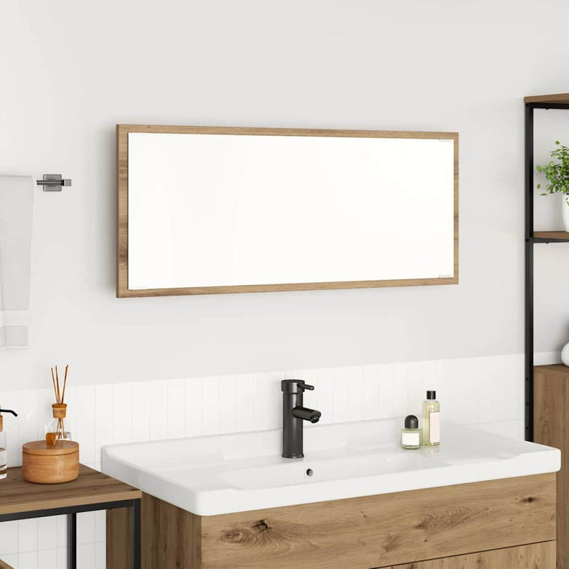 vidaXL Tükör tükör lámpákkal kézműves tölgy 90 x 8.5 x 37 cm Faanyag