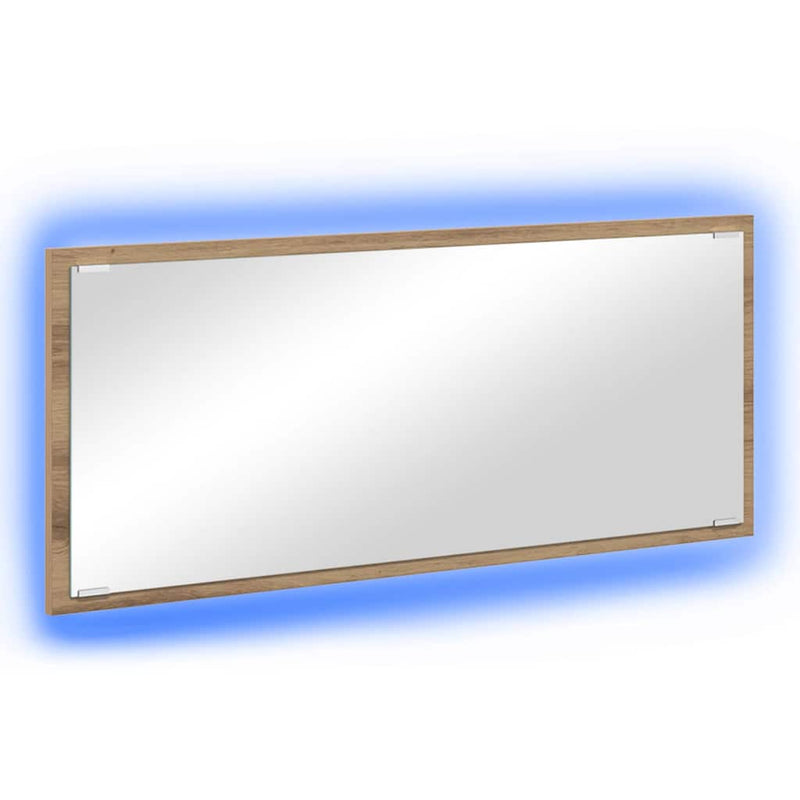 vidaXL Tükör tükör lámpákkal kézműves tölgy 90 x 8.5 x 37 cm Faanyag