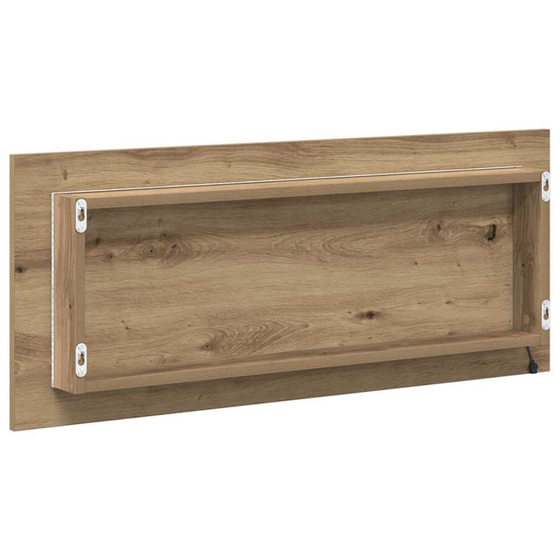 vidaXL Tükör tükör lámpákkal kézműves tölgy 90 x 8.5 x 37 cm Faanyag