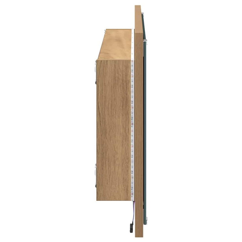 vidaXL Tükör tükör lámpákkal kézműves tölgy 90 x 8.5 x 37 cm Faanyag