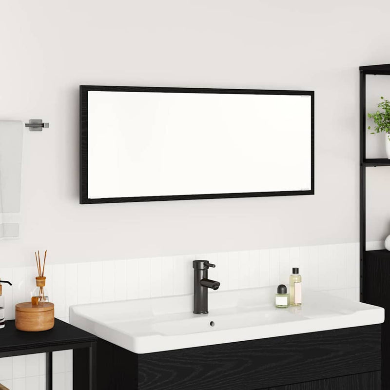 vidaXL Tükör tükör lámpákkal Musta tammi 90 x 8.5 x 37 cm Faanyag